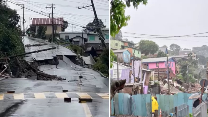 Ruas de Gramado e Pelotas são evacuadas após chuvas; ponte cede no rio Caí