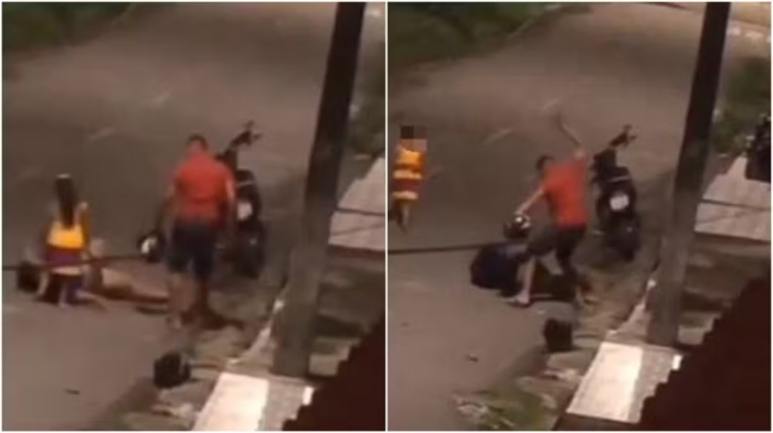 Mulher é agredida por homem com tapas e socos na frente de criança